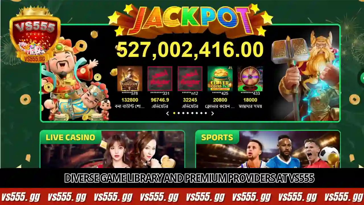 About VS555 6 Diverse game library and premium providers at VS555