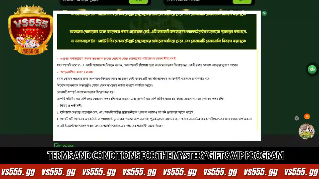 Terms and conditions for the mystery gift & VIP program