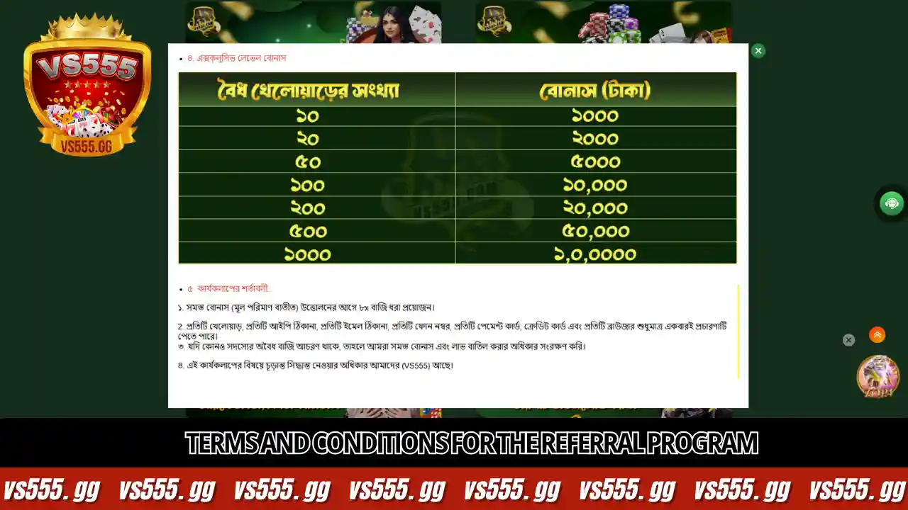 Terms and conditions for the referral program